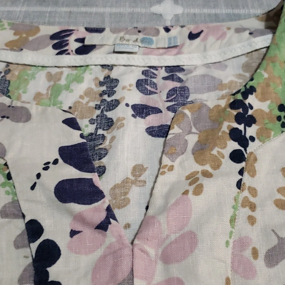 BODEN Leaf Floral 100 % Linen Dress, Size 10R